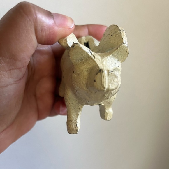 Cast Iron Flying Pig Piggy Bank Coin Bank Cream Off White Trinket - Picture 10 of 11